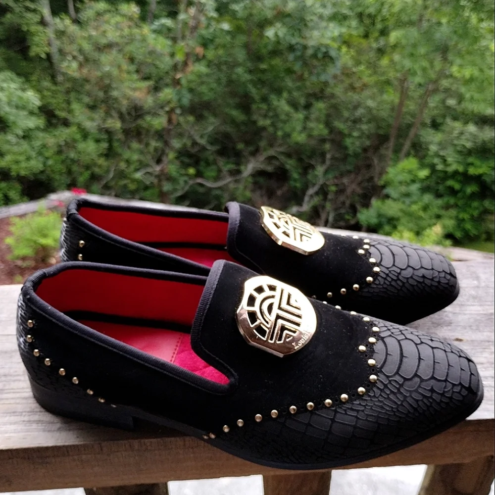 MEIJIANA Men's Vintage Leather Embroidery Noble Loafer Shoes Slip-on Siz…